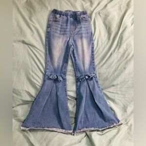 SHEIN Light Blue Flare Jeans with Bow Detail